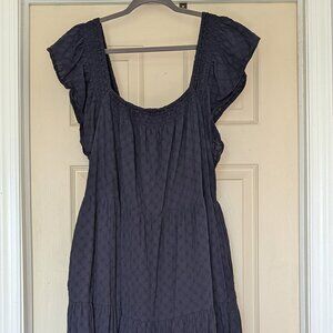 Madewell Ruffle-Sleeve Tiered Midi Dress in Textured Check,